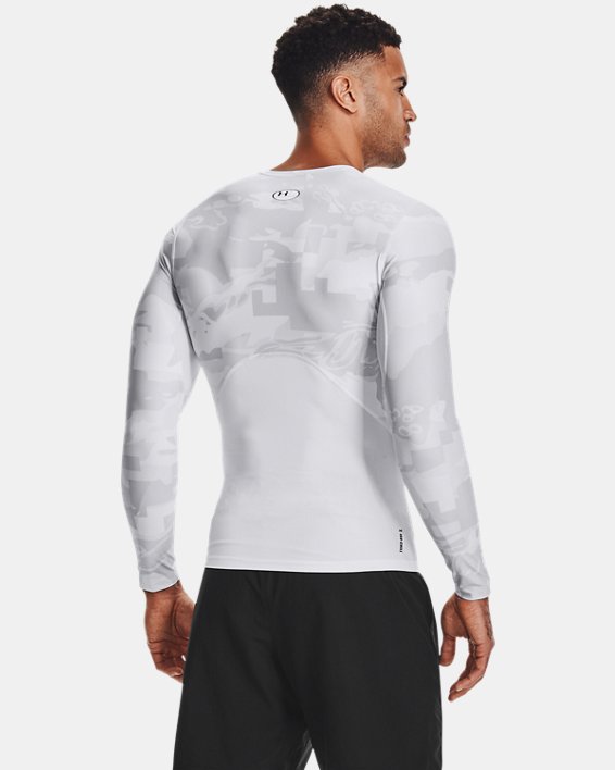 Men's UA Iso-Chill Compression Printed Long Sleeve, White, pdpMainDesktop image number 2